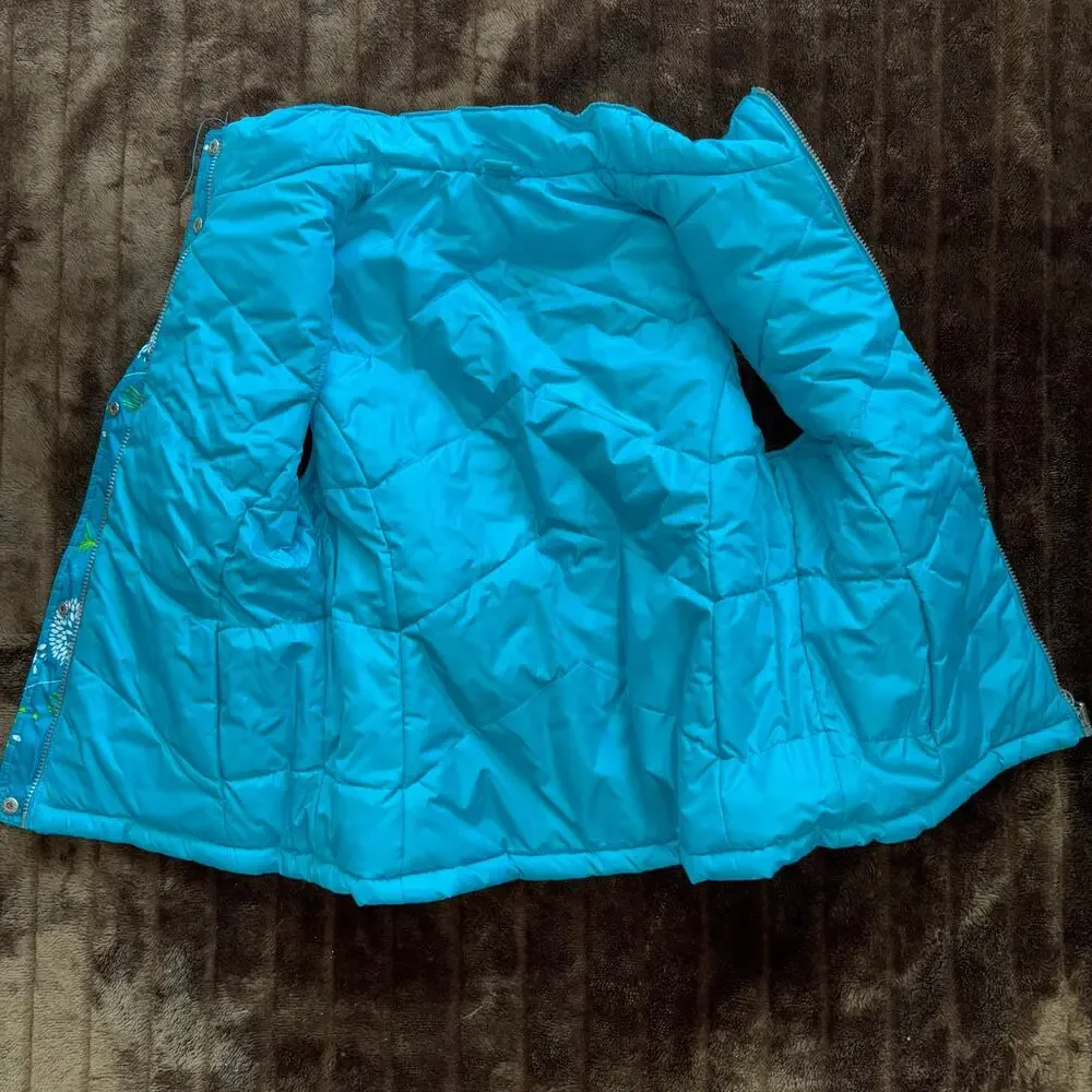 ZeroXposur‎ Girl's L/14 Dandelions on Turquoise Puffy Vest BRAND NEW